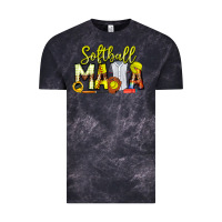 Cloud Black Softball Mama Vintage Tee - CowhideDigitalArt