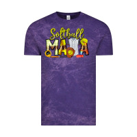 Cloud Purple Softball Mama Vintage Tee - CowhideDigitalArt