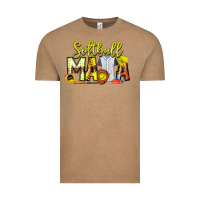 Vintage Coffee Softball Mama Vintage Tee - CowhideDigitalArt