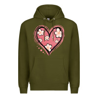 Army Green floral pink glitter heart Premium Hoodie - Jasminsmagicworld