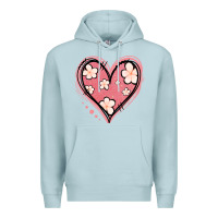 Blue Mist floral pink glitter heart Premium Hoodie - Jasminsmagicworld