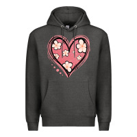 Charcoal Heather floral pink glitter heart Premium Hoodie - Jasminsmagicworld