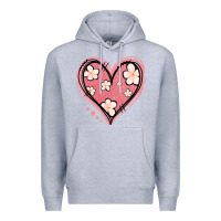 Heather Grey floral pink glitter heart Premium Hoodie - Jasminsmagicworld