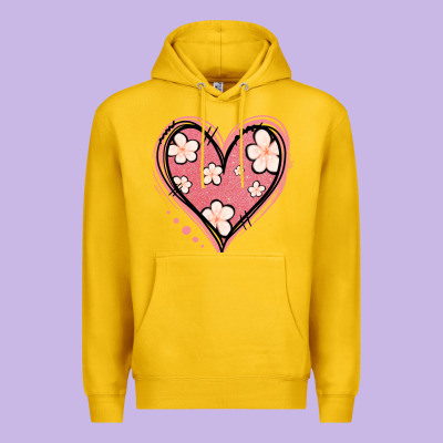 Floral Pink Glitter Heart Premium Hoodie Designed By Jasminsmagicworld