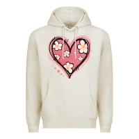 Oatmeal Heather floral pink glitter heart Premium Hoodie - Jasminsmagicworld