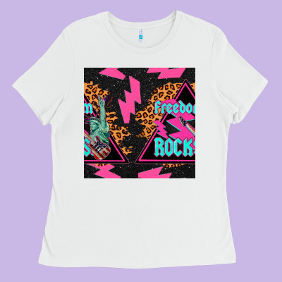 Freedom Rocks Seamless Pattern Ladies Tee Designed By Bundleandbundleshop