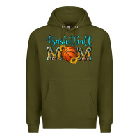 Army Green western leopard camouflage sunflowers glitter mom basketball Premium Hoodie - Artiststas