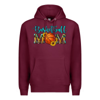 Burgundy western leopard camouflage sunflowers glitter mom basketball Premium Hoodie - Artiststas