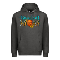 Charcoal Heather western leopard camouflage sunflowers glitter mom basketball Premium Hoodie - Artiststas
