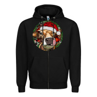 Black Hereford Cow Christmas Zipper Hoodie - RanaPortraitStore