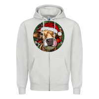 Dove Grey Hereford Cow Christmas Zipper Hoodie - RanaPortraitStore