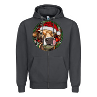 Smoke Hereford Cow Christmas Zipper Hoodie - RanaPortraitStore