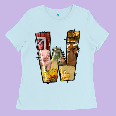 Farm Life Alphabet Lowercase Letters W Ladies Tee Designed By Bundleandbundleshop