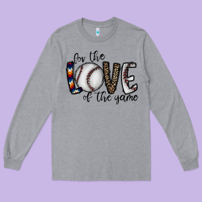 For The Love Of The Game Baseball Long Sleeve Tee Designed By Cowhidedigitalart