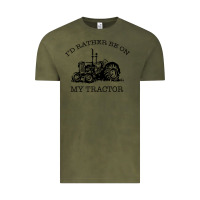 Vintage Olive I D Rather Be On My Tractor Vintage Tee - Bettercallsaul