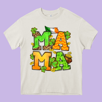 St. Patrick's Day Mama Heavy Core Tee Designed By Oliviacreatesart