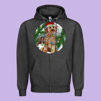 Cockapoo Christmas Zipper Hoodie Designed By Ranaportraitstore
