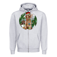 Heather Grey Cockapoo Christmas Zipper Hoodie - RanaPortraitStore