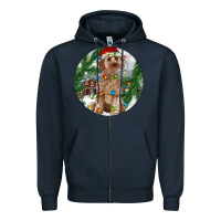 Navy Cockapoo Christmas Zipper Hoodie - RanaPortraitStore