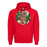 Red Cockapoo Christmas Zipper Hoodie - RanaPortraitStore