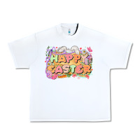 White Happy Easter Urban Heavy Tee - LillyAllenDesigns