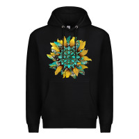 Black sunflower with gemstone and cowhide Premium Hoodie - Artiststas
