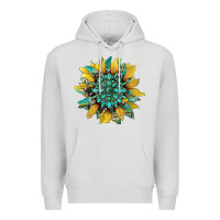 Dove Grey sunflower with gemstone and cowhide Premium Hoodie - Artiststas
