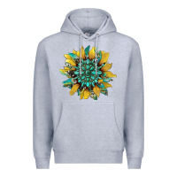 Heather Grey sunflower with gemstone and cowhide Premium Hoodie - Artiststas