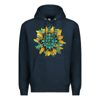 Navy sunflower with gemstone and cowhide Premium Hoodie - Artiststas