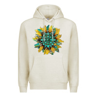 Oatmeal Heather sunflower with gemstone and cowhide Premium Hoodie - Artiststas