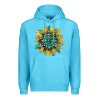 Ocean Blue sunflower with gemstone and cowhide Premium Hoodie - Artiststas