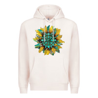 Pale Pink sunflower with gemstone and cowhide Premium Hoodie - Artiststas