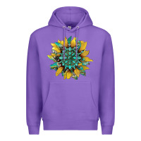 Purple sunflower with gemstone and cowhide Premium Hoodie - Artiststas