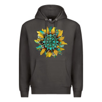 Smoke sunflower with gemstone and cowhide Premium Hoodie - Artiststas