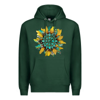Sports Green sunflower with gemstone and cowhide Premium Hoodie - Artiststas
