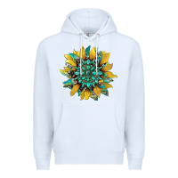 White sunflower with gemstone and cowhide Premium Hoodie - Artiststas