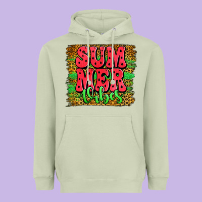 Summer Vibes Watermelon Leopard Background Heavyweight Hoodie Designed By Jasminsmagicworld