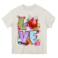 Cream Easter love Teacher Heavy Core Tee - OliviaCreatesArt