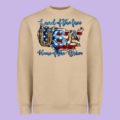 Land Of The Free Home Of The Brave American Flag Background Heavyweight Sweatshirt Designed By Jasminsmagicworld