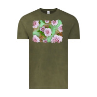 Vintage Olive Pink Roses Background Vintage Tee - LillyAllenDesigns