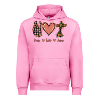 Fuchsia Pink Peace Love Jesus Urban Hoodie - Jasminsmagicworld