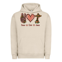 Pigment French Oak Peace Love Jesus Urban Hoodie - Jasminsmagicworld