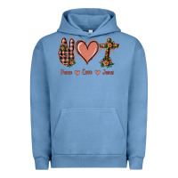Pigment Pebble Blue Peace Love Jesus Urban Hoodie - Jasminsmagicworld