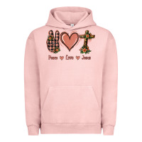 Pigment Salmon Peace Love Jesus Urban Hoodie - Jasminsmagicworld