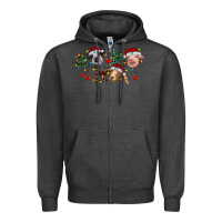 Charcoal Heather Hohoho Christmas Cows Zipper Hoodie - RanaPortraitStore