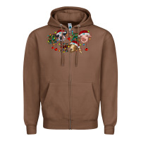 Chestnut Hohoho Christmas Cows Zipper Hoodie - RanaPortraitStore