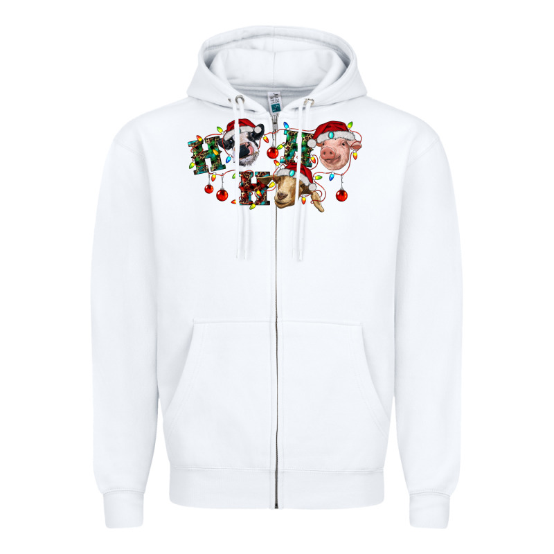 Hohoho Christmas Cows Zipper Hoodie by RanaPortraitStore | Teevron