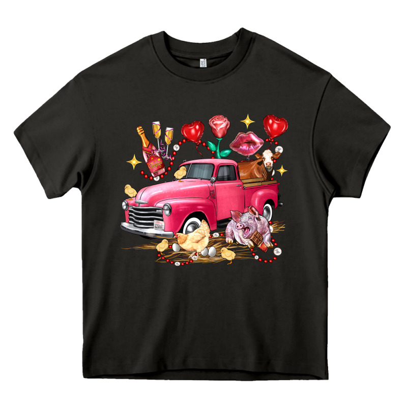 Valentine's Day Truck Farm Animals Heavy Core Tee by FaDigitalArtStudio | Teevron