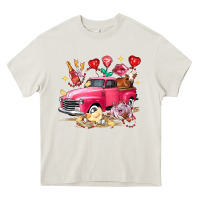 Cream Valentine's Day Truck Farm Animals Heavy Core Tee - FaDigitalArtStudio