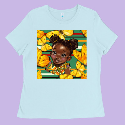 Juneteenth Afro Girl Seamless Pattern Ladies Tee Designed By Bundleandbundleshop